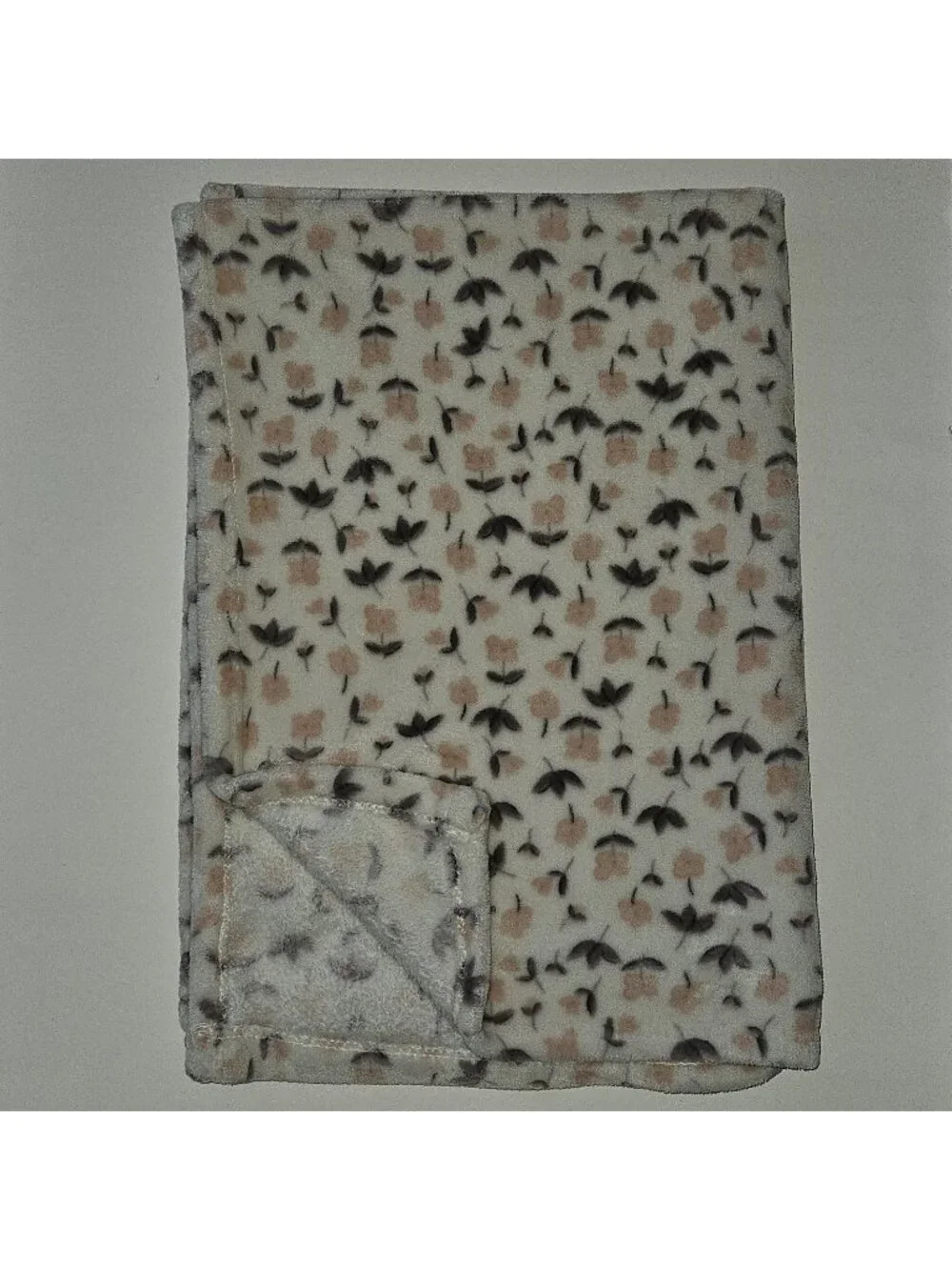 Simply Baby Chic Fleece Baby Blanket White Pink Floral Print 27x39 2022